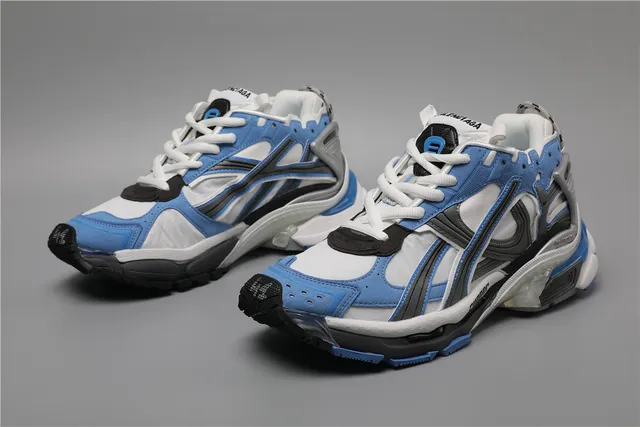 Balenciaga Runner أزرق أبيض رمادي Chunky Sneakers 5