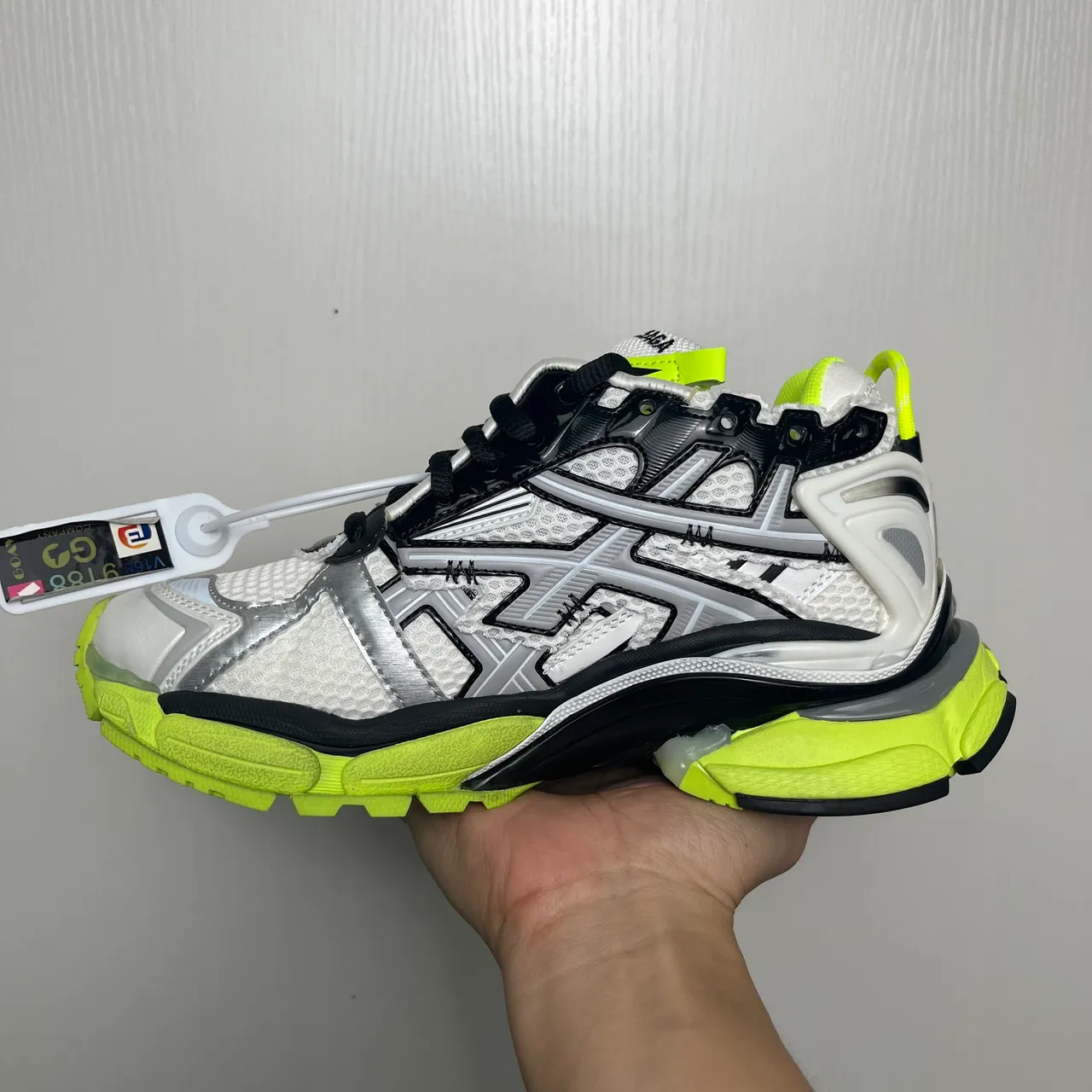 Balenciaga Runner White Black Silver Neon Yellow Chunky Sneakers 2