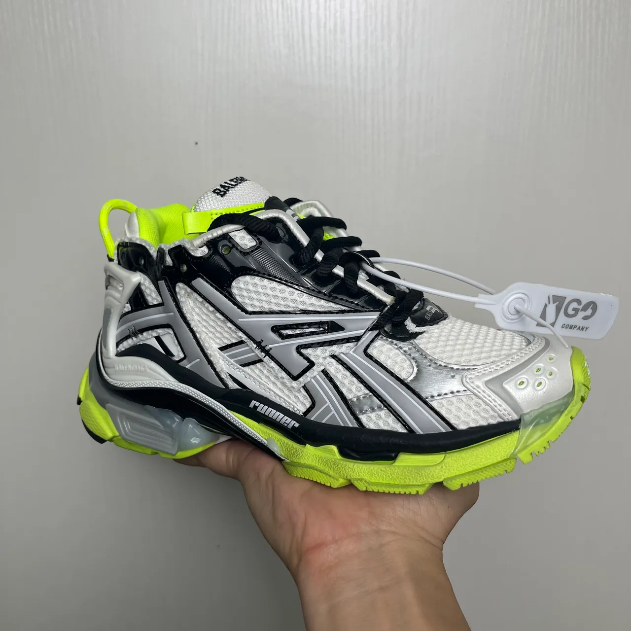 Balenciaga Runner White Black Silver Neon Yellow Chunky Sneakers 3