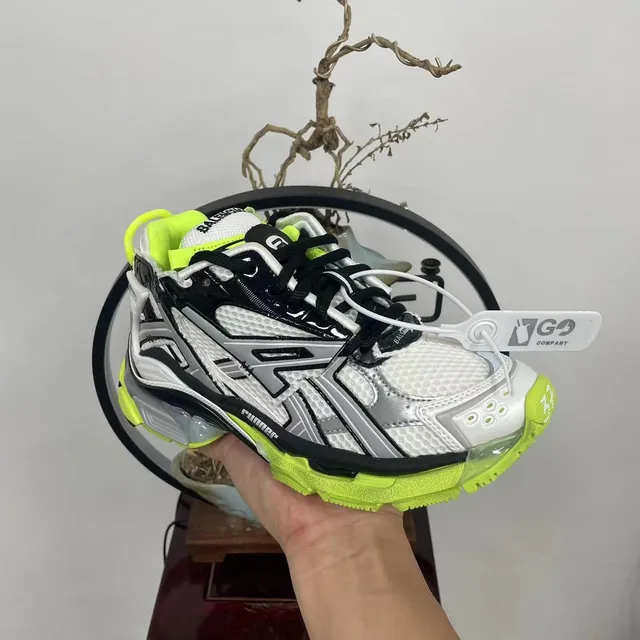Balenciaga Runner White Black Silver Neon Yellow Chunky Sneakers 4