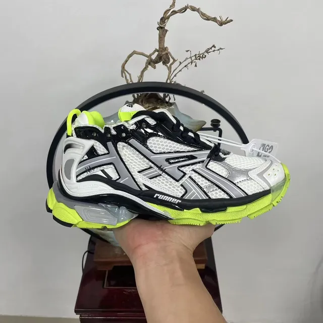 Balenciaga Runner White Black Silver Neon Yellow Chunky Sneakers 5