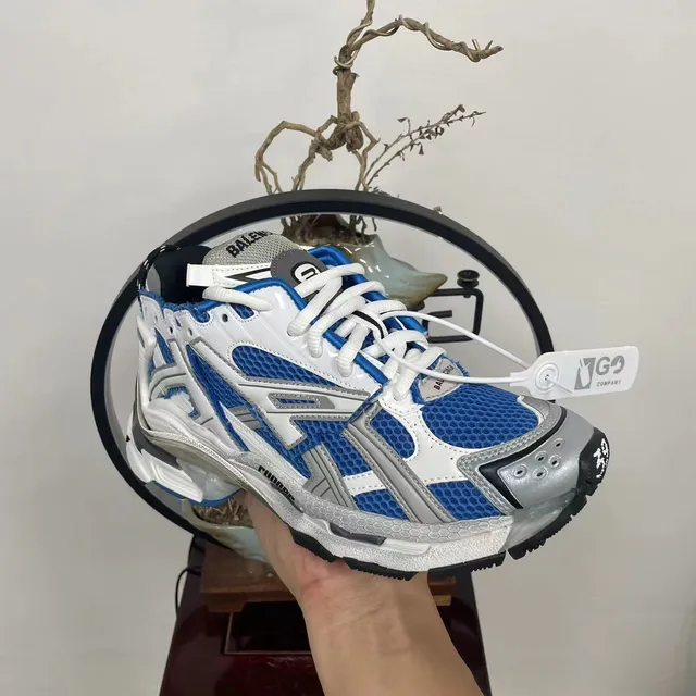 Balenciaga Runner White Blue Silver Chunky Sneakers 6