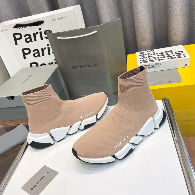 Balenciaga Speed Trainer Beige White Black Lifestyle Sneakers 4
