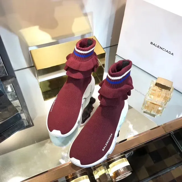 Balenciaga Speed Trainer Bourgogne Chaussures Lifestyle avec Sock-Fit 2