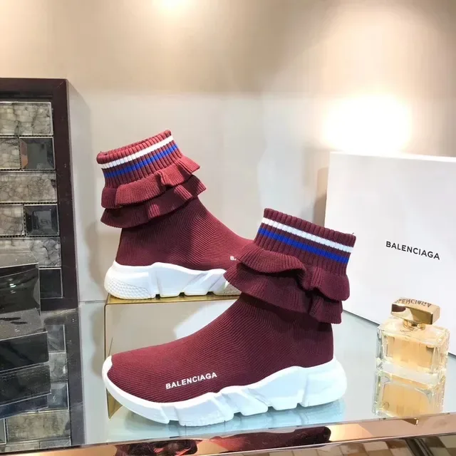 Balenciaga Speed Trainer Bourgogne Chaussures Lifestyle avec Sock-Fit 3