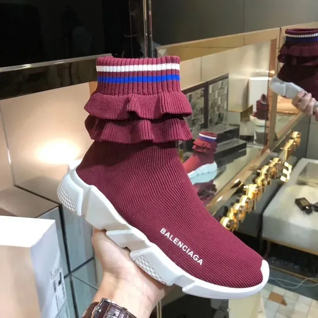 Balenciaga Speed Trainer Bourgogne Chaussures Lifestyle avec Sock-Fit 4