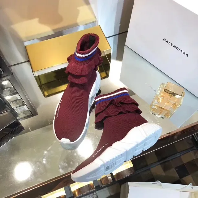 Balenciaga Speed Trainer Bourgogne Chaussures Lifestyle avec Sock-Fit 5