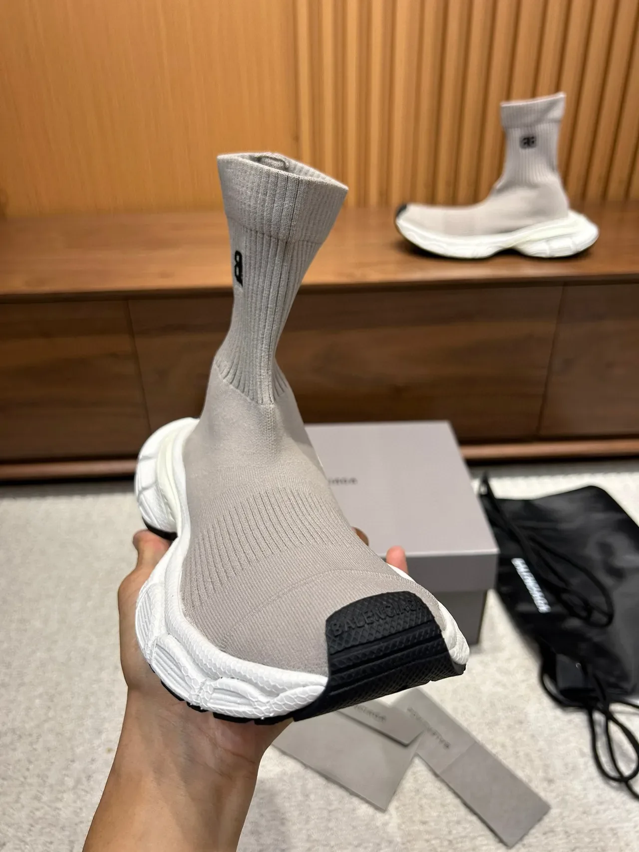 Balenciaga Speed Trainer حذاء أسلوب حياة تريكو رمادي 4