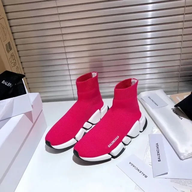 Balenciaga Speed Trainer أحمر أبيض أسود حذاء رياضي نمط حياة 4