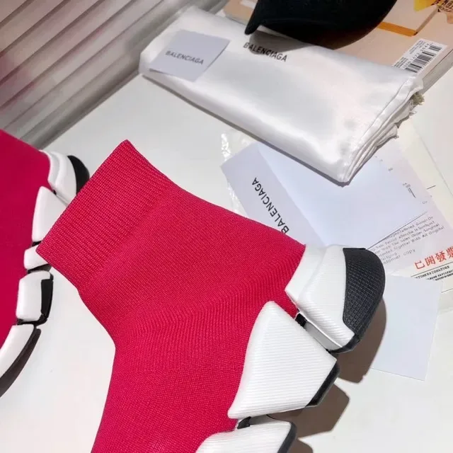 Balenciaga Speed Trainer أحمر أبيض أسود حذاء رياضي نمط حياة 6