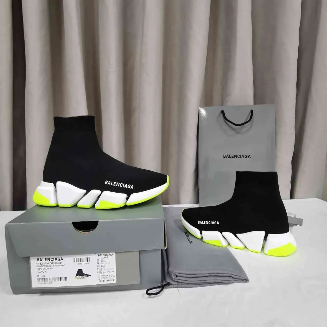 Balenciaga Speedcat Noir Jaune Chaussure à Collet de Chaussette Upper Tricoté Semelle Bloc Segmentée Lifestyle Sneakers 7