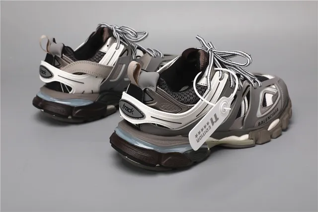 Balenciaga Track Trainer Tênis Chunky Cinza Branco Preto 3