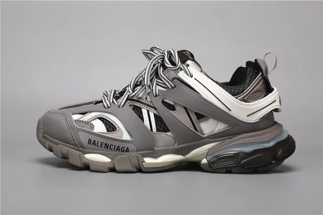 Balenciaga Track Trainer Tênis Chunky Cinza Branco Preto 9