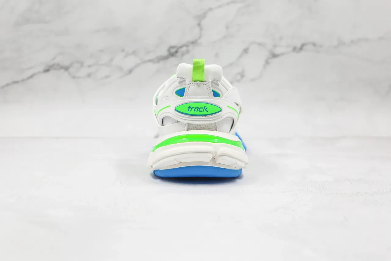 Balenciaga Track Trainer Sneakers Chunky Blancs Vert Néon Bleu 2