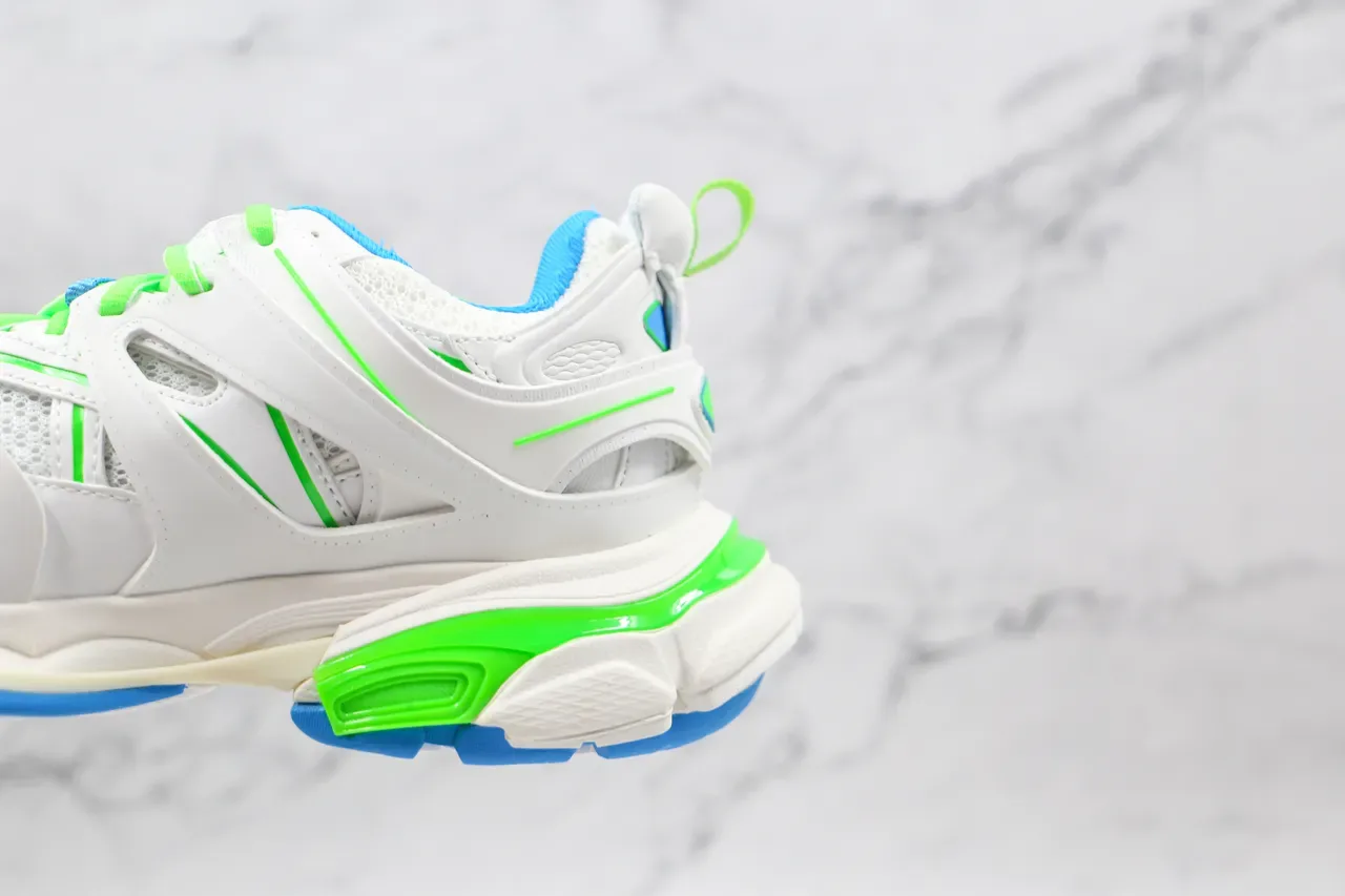 Balenciaga Track Trainer Sneakers Chunky Blancs Vert Néon Bleu 4