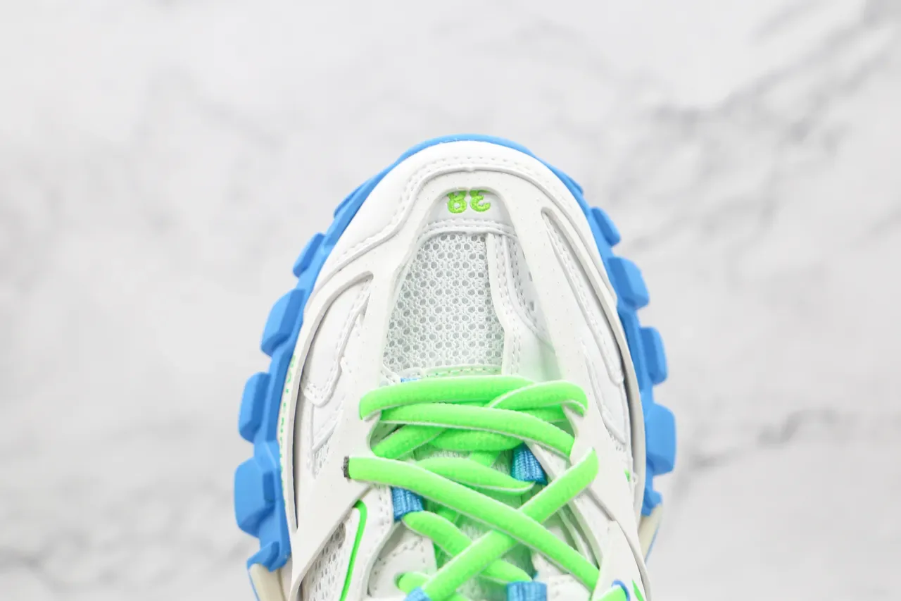 Balenciaga Track Trainer Sneakers Chunky Blancs Vert Néon Bleu 5