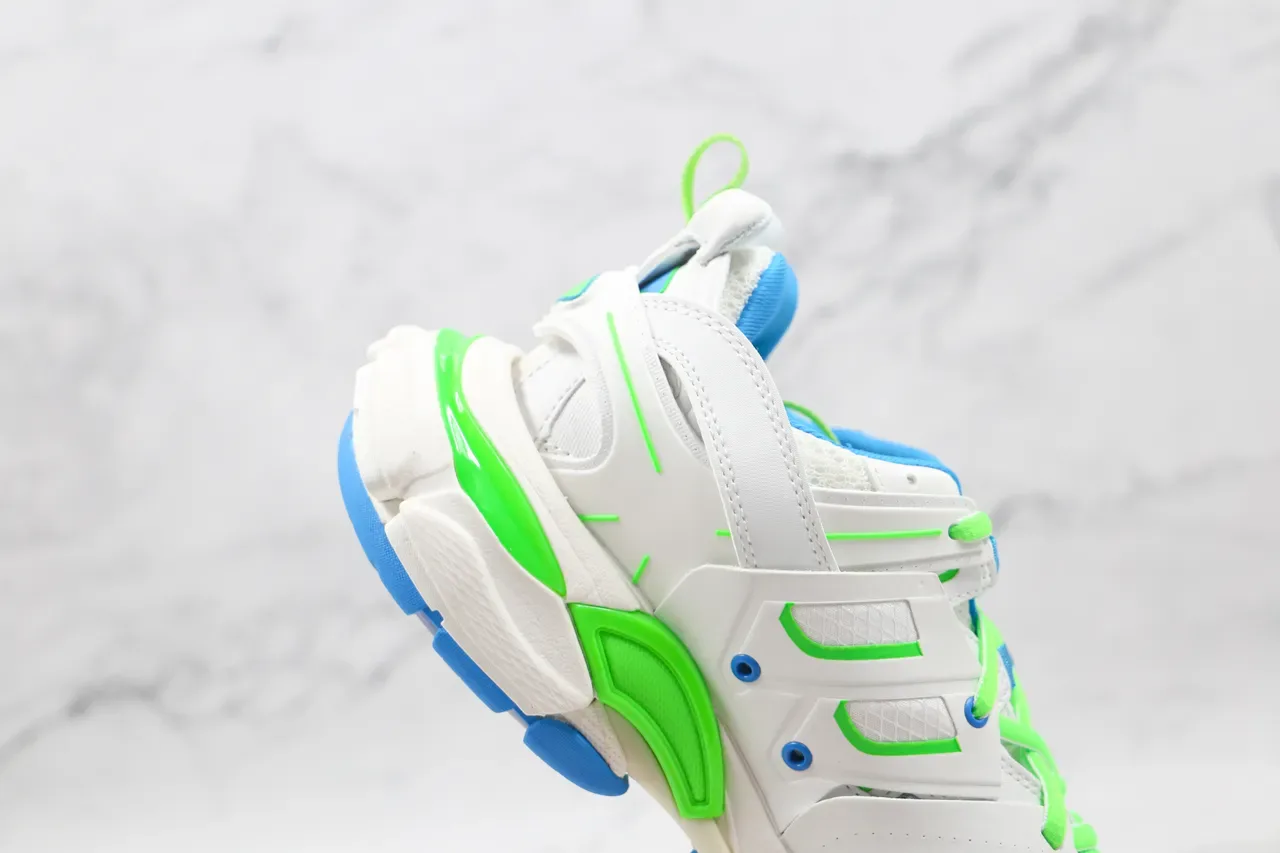 Balenciaga Track Trainer Sneakers Chunky Blancs Vert Néon Bleu 6