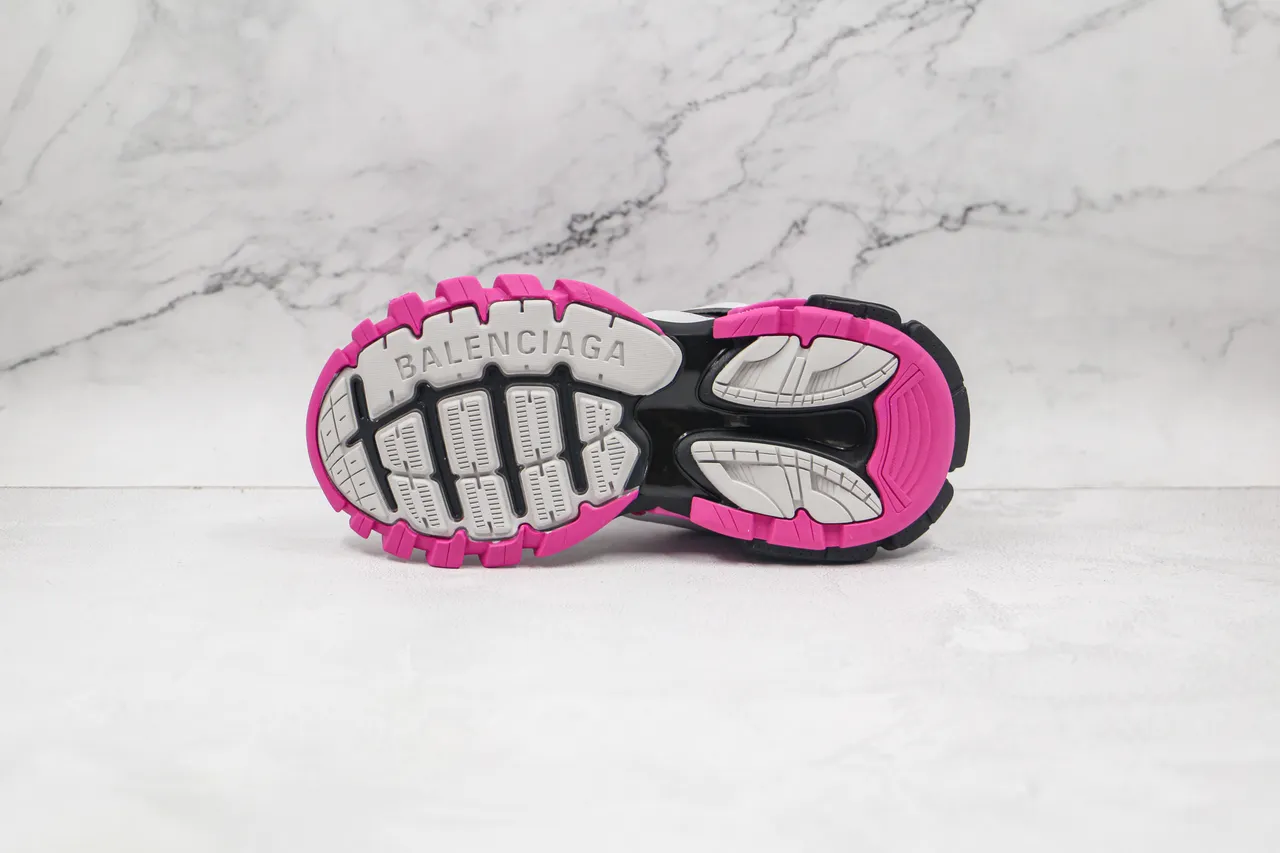 Balenciaga Track Trainer Blanc Rose Noir Chaussures chunky 3