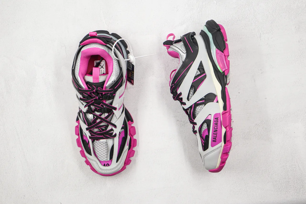 Balenciaga Track Trainer Blanc Rose Noir Chaussures chunky 8