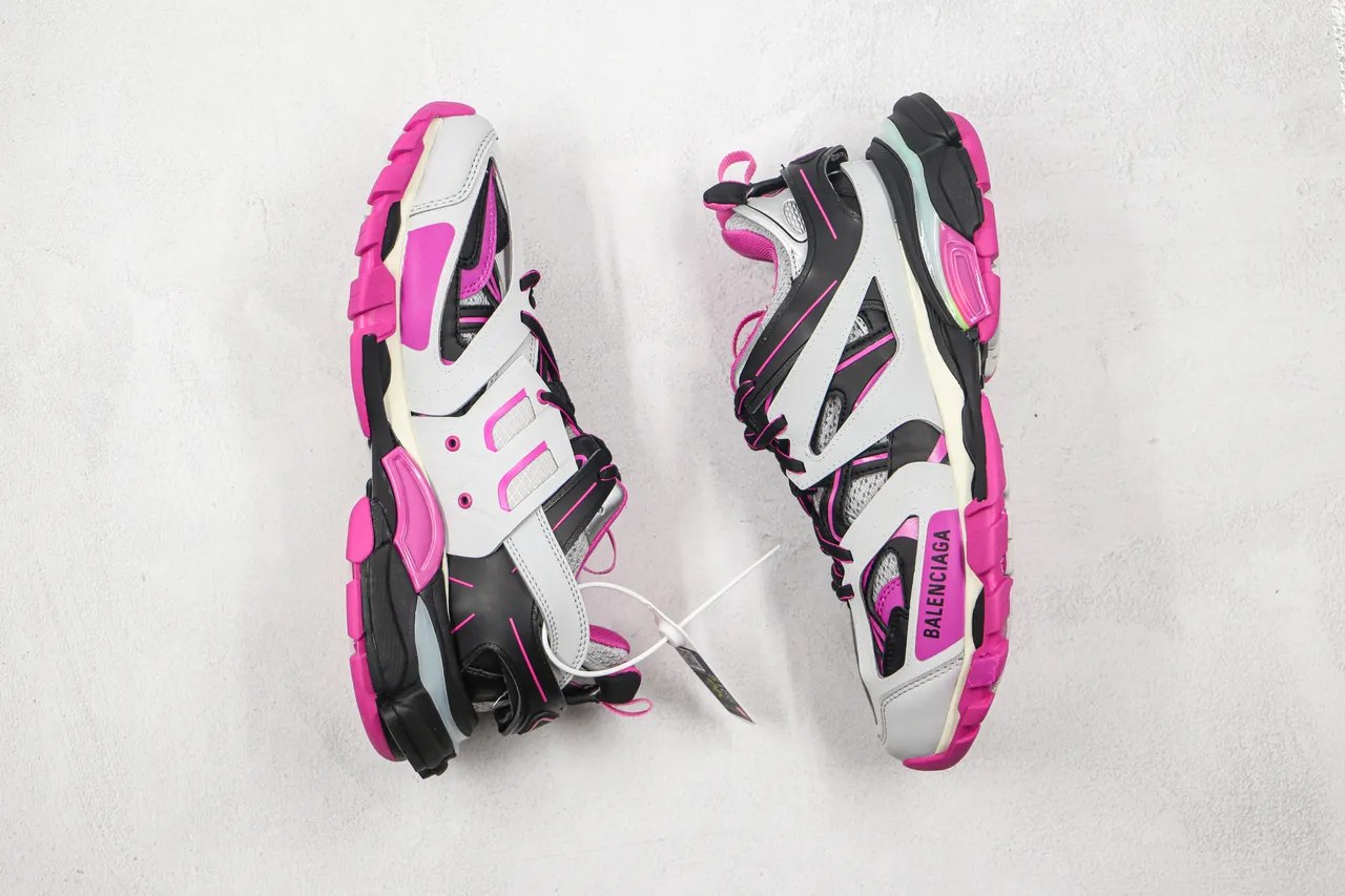 Balenciaga Track Trainer Blanc Rose Noir Chaussures chunky 9