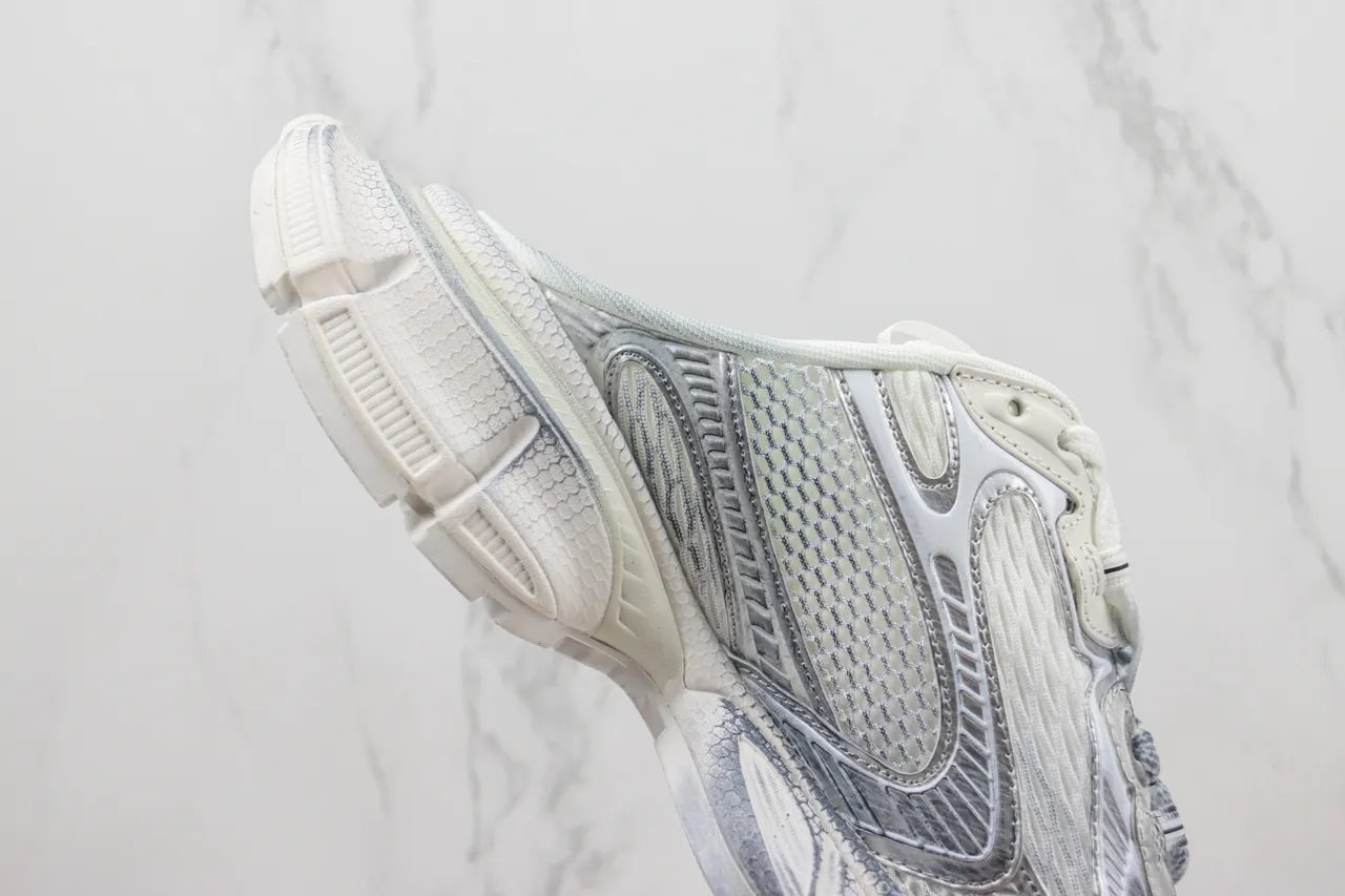 Balenciaga Track Trainer White Silver Metallic Chunky Sneakers 5