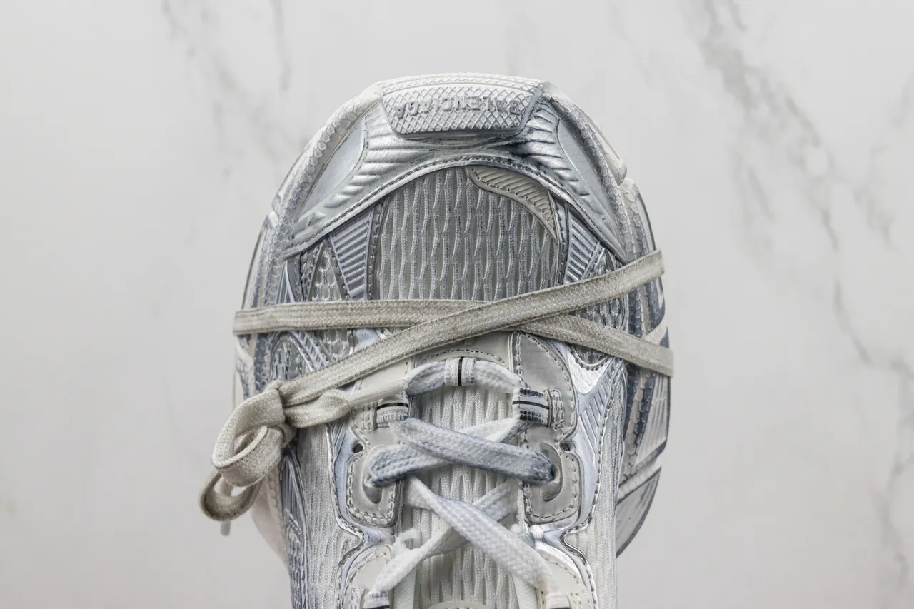 Balenciaga Track Trainer White Silver Metallic Chunky Sneakers 6
