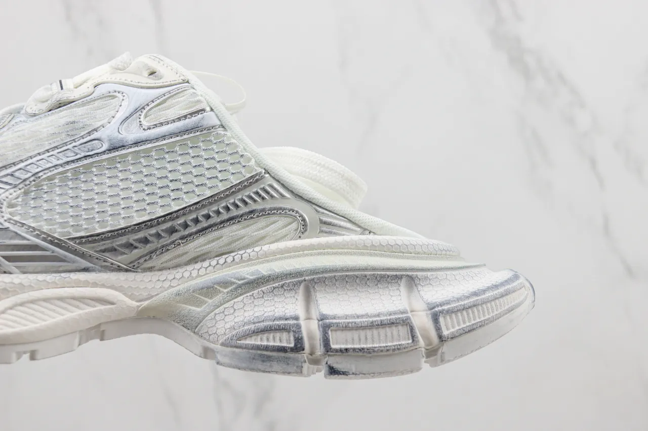 Balenciaga Track Trainer White Silver Metallic Chunky Sneakers 7