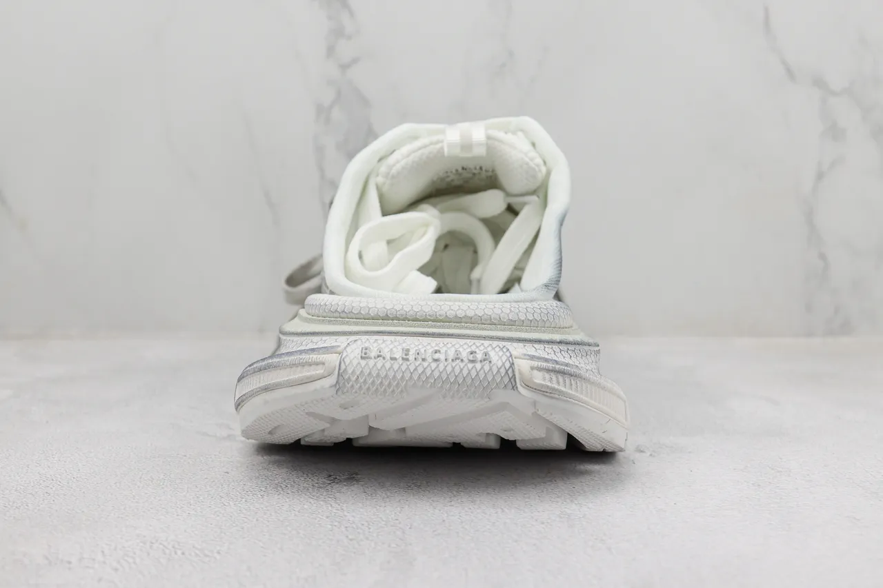 Balenciaga Track Trainer White Silver Metallic Chunky Sneakers 9