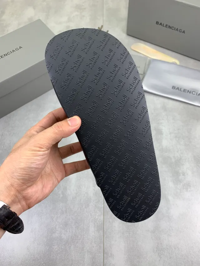 Balenciaga Fivela Tripla Couro Navy Sandálias Casual 2