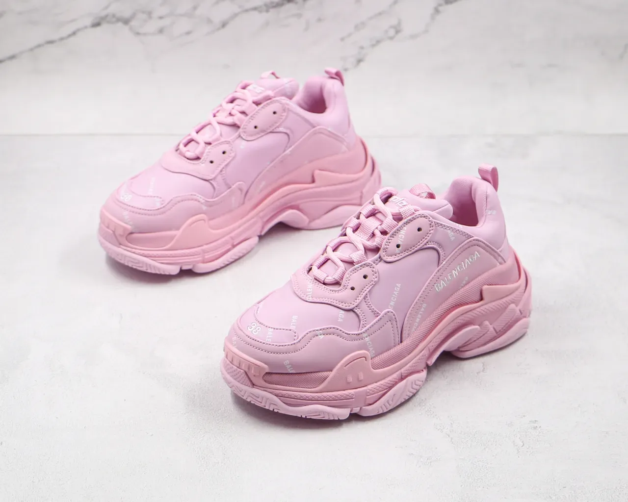 Balenciaga Triple S Chunky Sneakers Rose Monochromatique 7