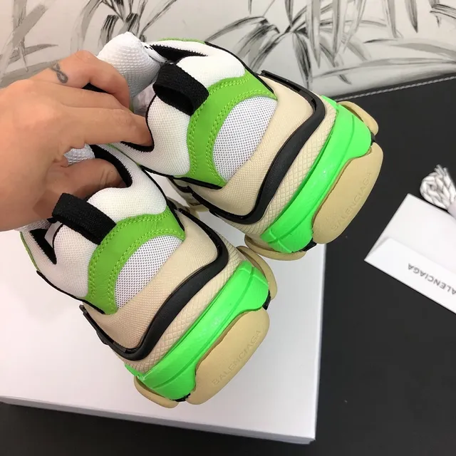 Balenciaga Triple S Chaussures Chunky en Vert Néon Noir Blanc 4