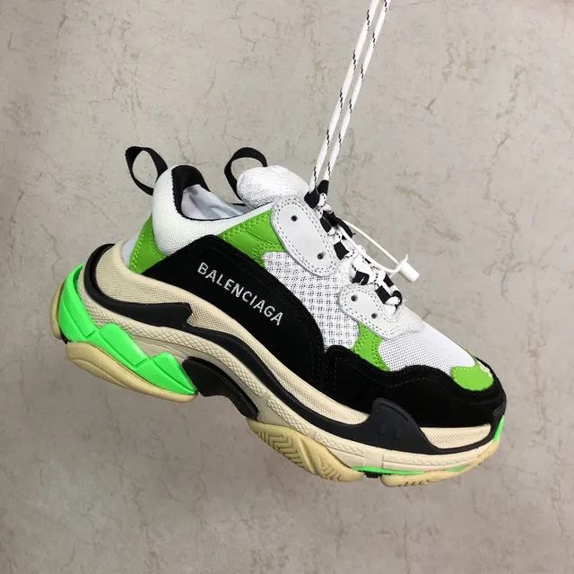 Balenciaga Triple S Chaussures Chunky en Vert Néon Noir Blanc 5