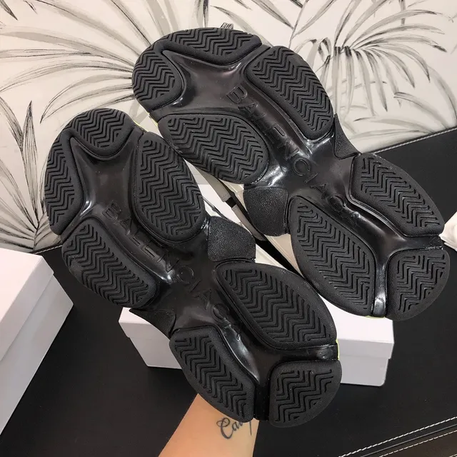 Balenciaga Triple S نيون أصفر رمادي أسود ثخين حذاء رياضي 3