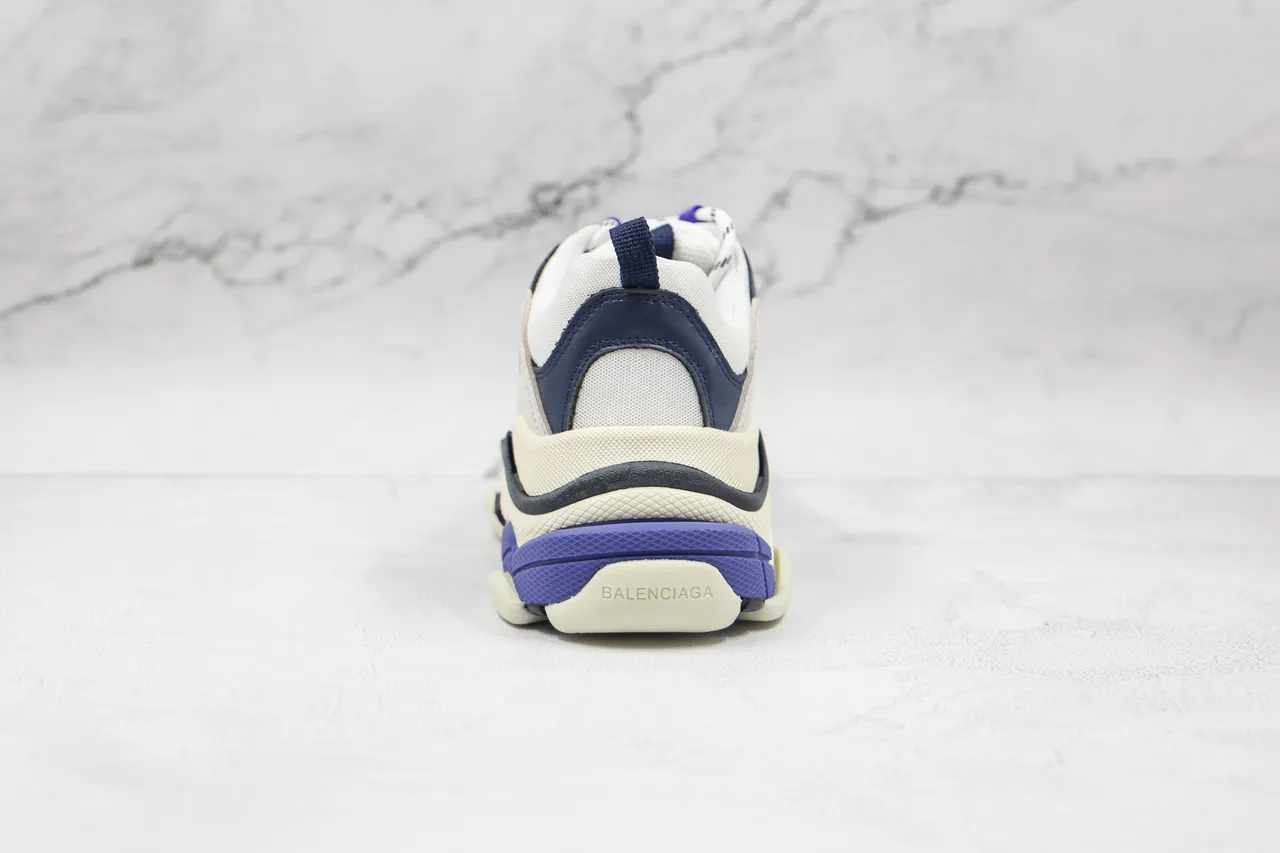 Balenciaga Triple S حذاء رياضي سميك أبيض بحري أرجواني 2