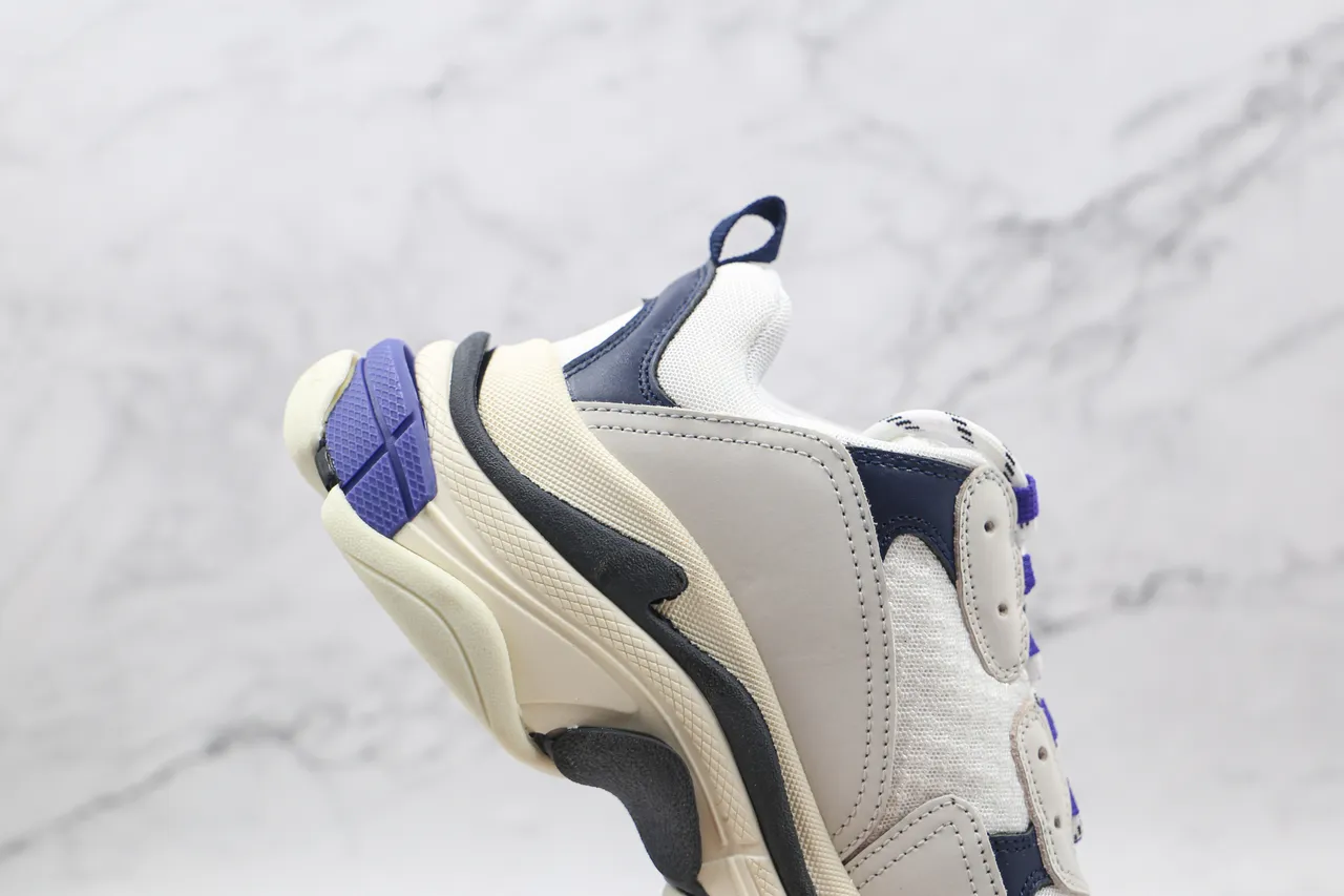 Balenciaga Triple S حذاء رياضي سميك أبيض بحري أرجواني 6