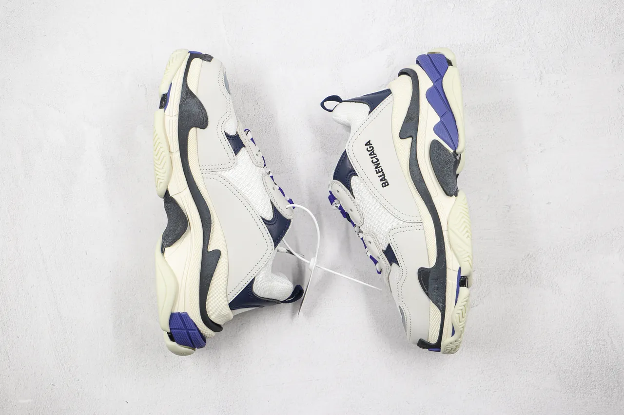 Balenciaga Triple S حذاء رياضي سميك أبيض بحري أرجواني 9