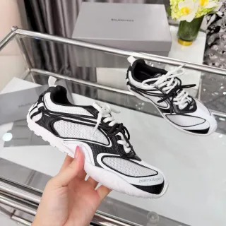 Balenciaga Branco Preto Sobreposições de Ondas Assimétricas Upper Malha Perfurada Sneakers Lifestyle