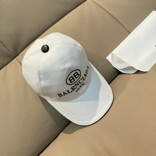 Balenciaga White Black Structured Six-Panel Embroidered Logo Baseball Cap