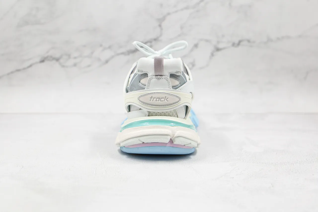 Balenciaga Branco Roxo Oversized Runner Silhouette Multi-camada Sintético Jaula Tênis chunky 2