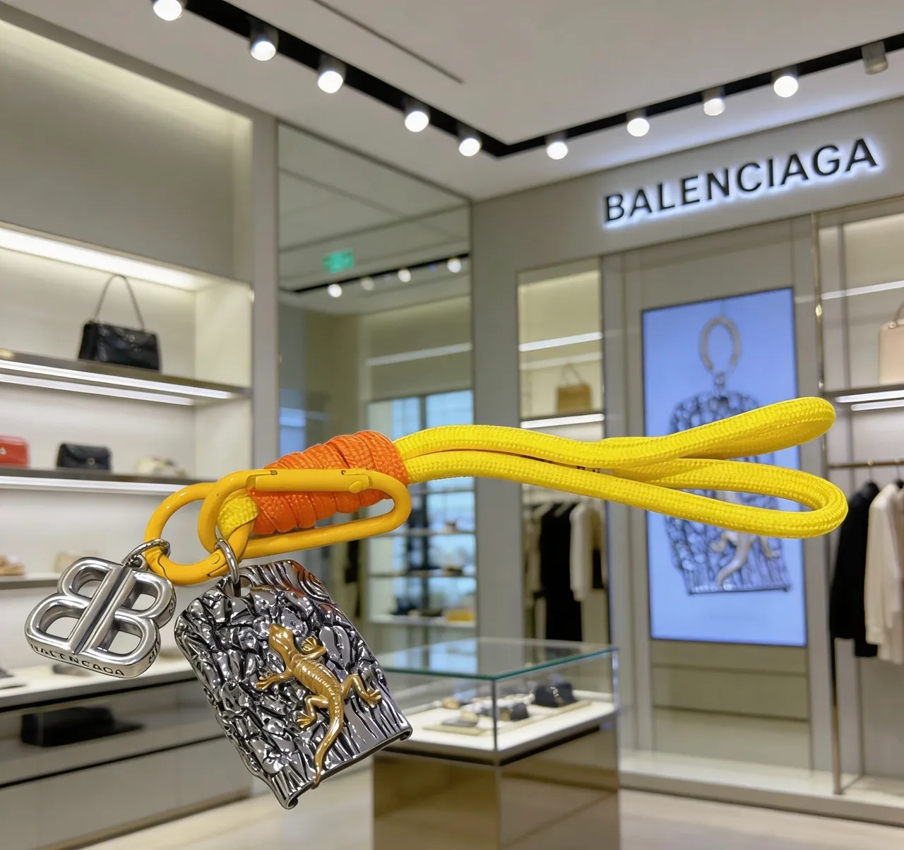 Balenciaga Jaune Orange Ceinturé Corde Double Charm Bijoux 4