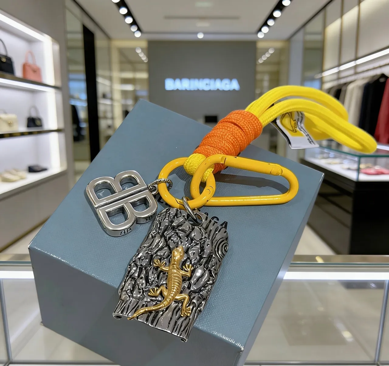 Balenciaga Jaune Orange Ceinturé Corde Double Charm Bijoux 6