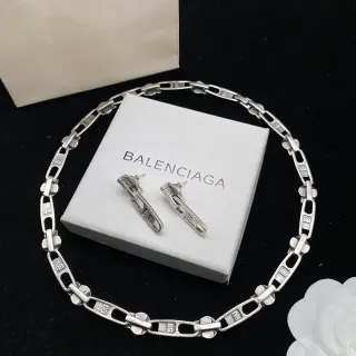 Balenciaga Zipper Chain Link Silver Interlocking Links Motif Necklace