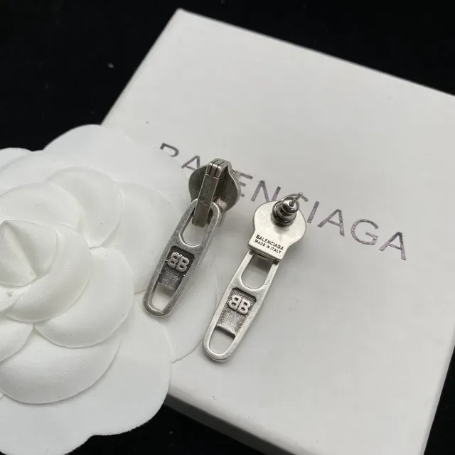 Balenciaga Colar Corrente Zíper Prata Eslabões Entrelazados Motivo 2