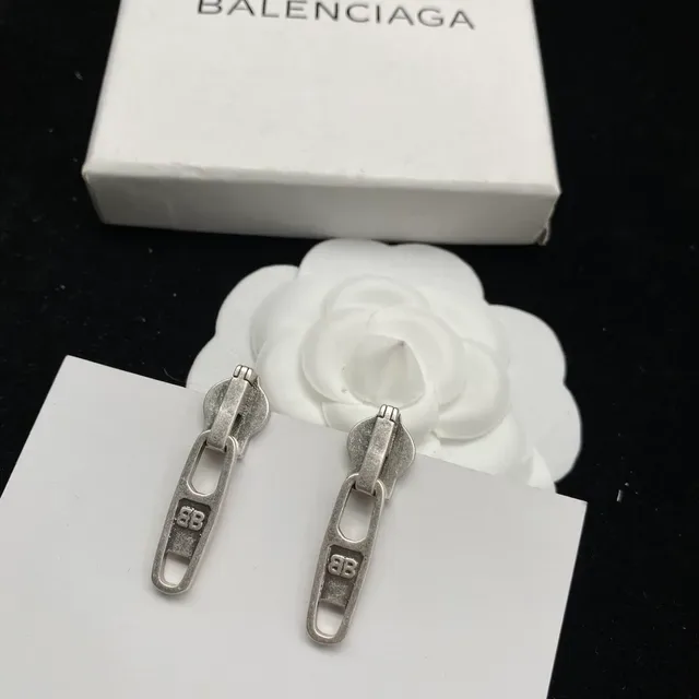 Balenciaga Colar Corrente Zíper Prata Eslabões Entrelazados Motivo 3