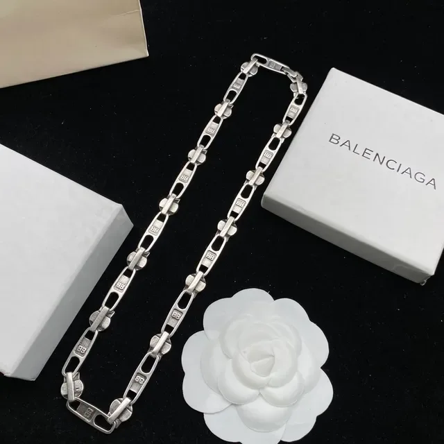Balenciaga Colar Corrente Zíper Prata Eslabões Entrelazados Motivo 5