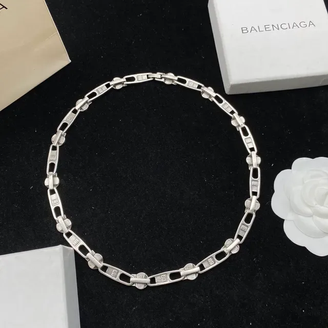 Balenciaga Colar Corrente Zíper Prata Eslabões Entrelazados Motivo 6