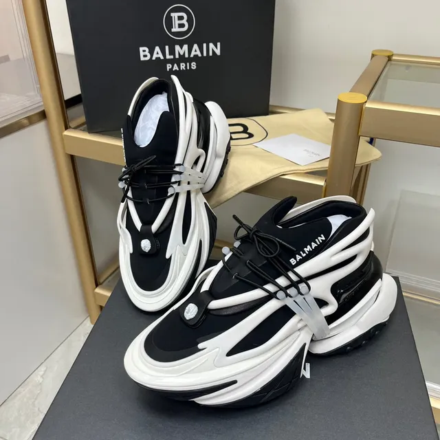 Balmain B-Bold Black and White Chunky Sneakers 2