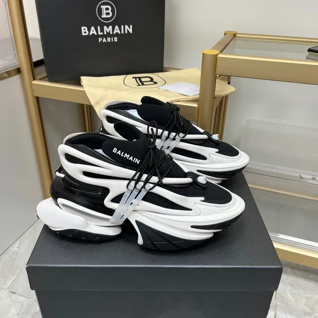 Balmain B-Bold Black and White Chunky Sneakers 5