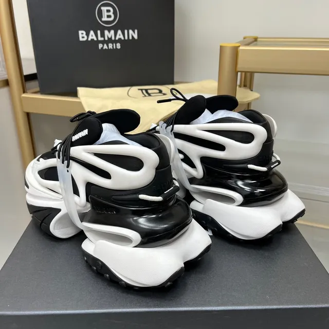 Balmain B-Bold Black and White Chunky Sneakers 6