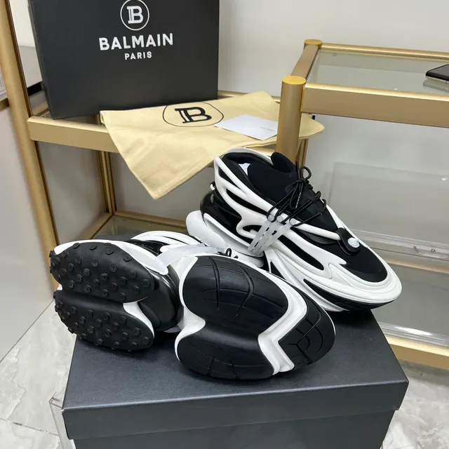 Balmain B-Bold Black and White Chunky Sneakers 7